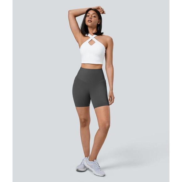 NWT Halara UltraSculpt High Waisted Tummy Control Pocket Biker Shorts Size Small - Picture 3 of 8